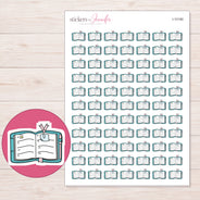 Open Planner with Bow Clip Planner Stickers | I-10180 — 5 × 7 inch sheet and enlarged sticker detail