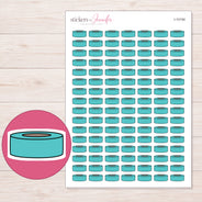 Plain Teal Washi Roll Planner Stickers | I-10194 — 5 × 7 inch sheet and enlarged sticker detail