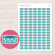 Teal Heart Washi Roll Planner Stickers | I-10197 — 5 × 7 inch sheet and enlarged sticker detail