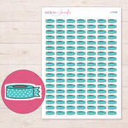 Teal Dotted Washi with Loose End Planner Stickers | I-10199 — 5 × 7 inch sheet and enlarged sticker detail