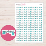Teal Clothesline Planner Stickers | I-10207 — 5 × 7 inch sheet and enlarged sticker detail