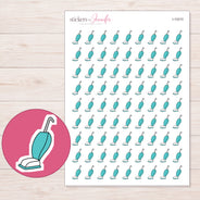 Teal Doodle Vacuum Planner Stickers | I-10210 — 5 × 7 inch sheet and enlarged sticker detail