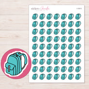 Teal School Backpack Planner Stickers | I-10213 — 5 × 7 inch sheet and enlarged sticker detail