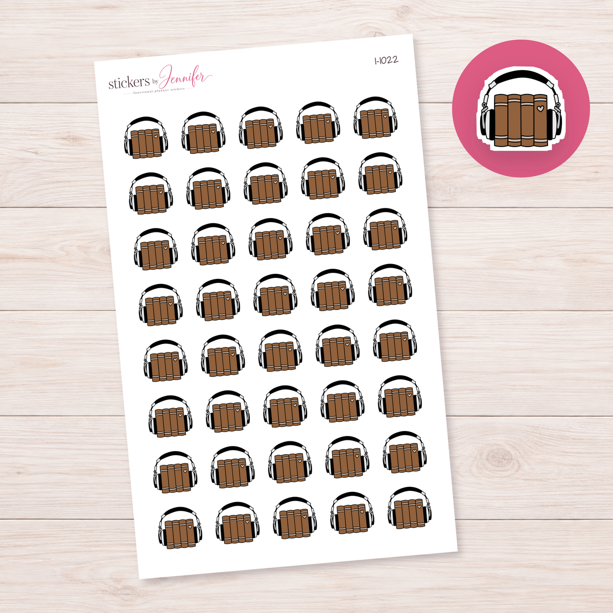 Brown Audiobook Books Planner Stickers | I-1022