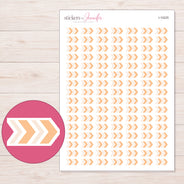Peach Chevron Arrows Planner Stickers | I-10225 — 5 × 7 inch sheet and enlarged sticker detail