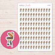 Peach Barbecue Grill Planner Stickers | I-10228 — 5 × 7 inch sheet and enlarged sticker detail