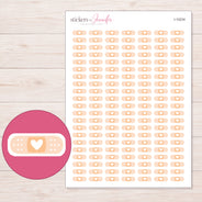 Peach Heart Bandage Planner Stickers | I-10234 — 5 × 7 inch sheet and enlarged sticker detail