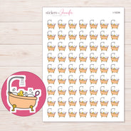 Peach Bubble Bath Planner Stickers | I-10236 — 5 × 7 inch sheet and enlarged sticker detail
