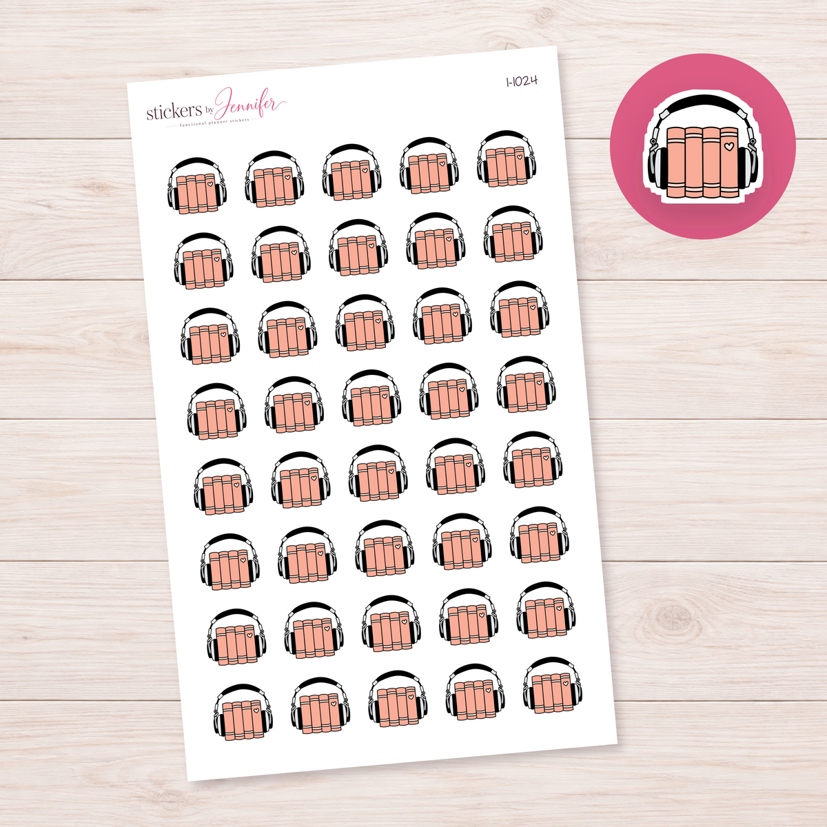Peach Audiobook Books Planner Stickers | I-1024