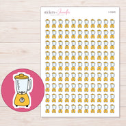 Yellow Blender Planner Stickers | I-10245 — 5 × 7 inch sheet and enlarged sticker detail