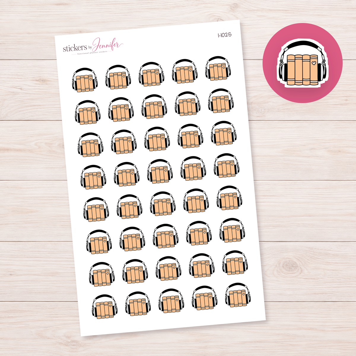 Apricot Audiobook Books Planner Stickers | I-1025