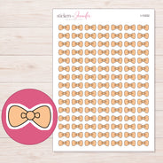 Peach Bow Tie Planner Stickers | I-10252 — 5 × 7 inch sheet and enlarged sticker detail