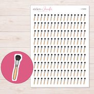 Peach Handle Makeup Brush Planner Stickers | I-10254 — 5 × 7 inch sheet and enlarged sticker detail