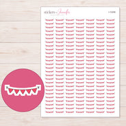 Pink Party Bunting Planner Stickers | I-10256 — 5 × 7 inch sheet and enlarged sticker detail