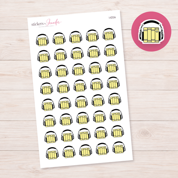 Yellow Audiobooks Planner Stickers | I-1026