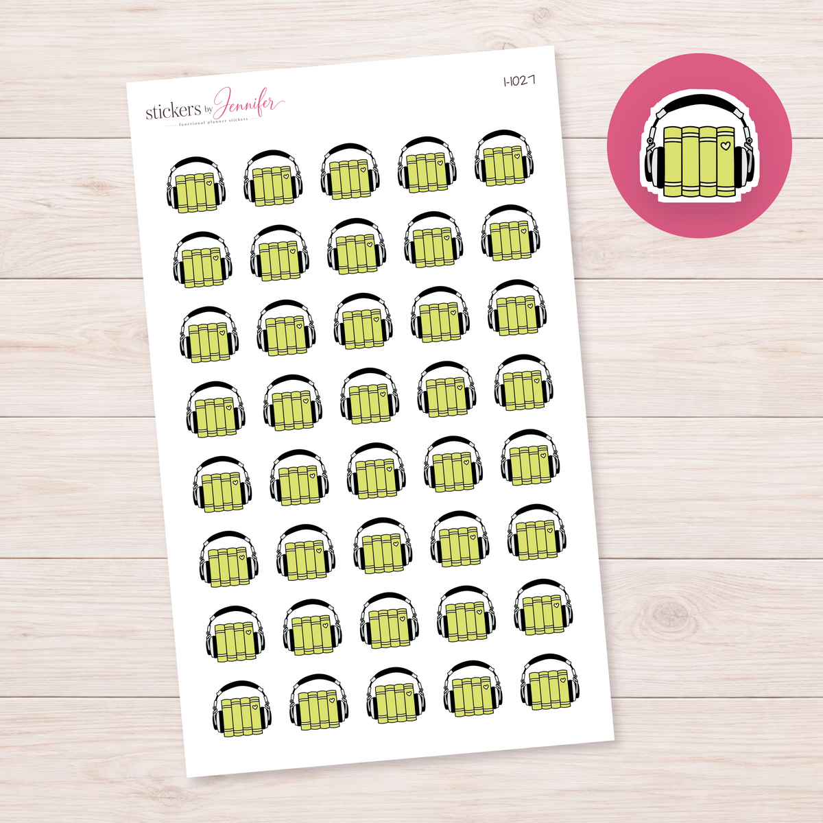 Lime Yellow Audiobook Books Planner Stickers | I-1027