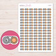 Peach Contact Lens Case Planner Stickers | I-10277 — 5 × 7 inch sheet and enlarged sticker detail