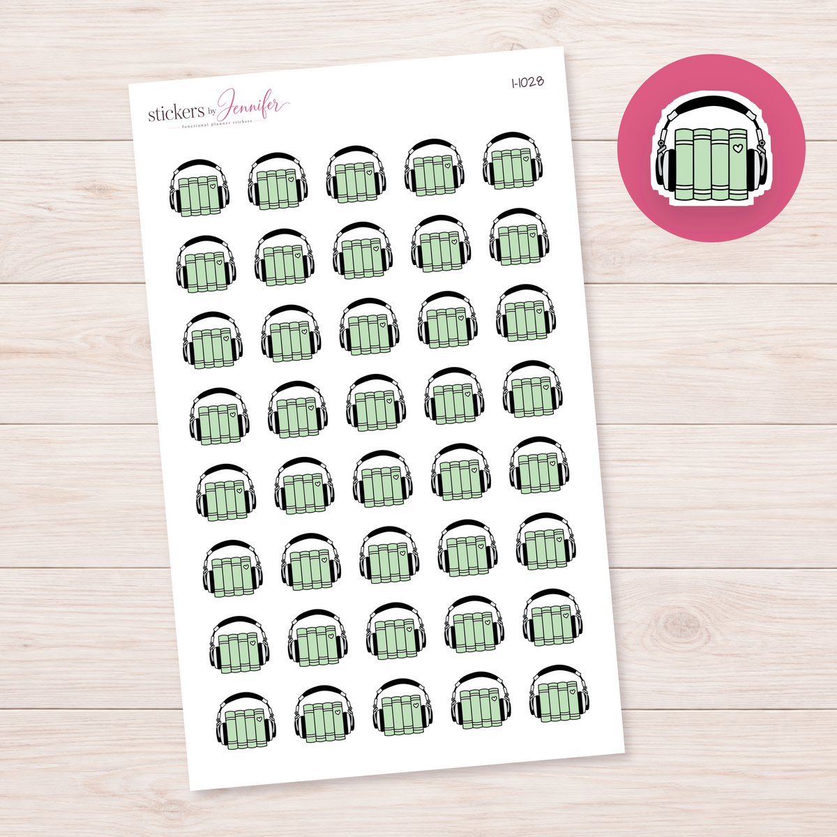 Mint Audiobook Books Planner Stickers | I-1028