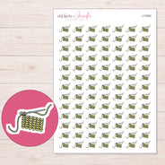Yellow Crochet Swatch Planner Stickers | I-10282 — 5 × 7 inch sheet and enlarged sticker detail