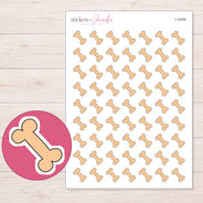 Peach Dog Bone Planner Stickers | I-10295 — 5 × 7 inch sheet and enlarged sticker detail