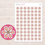 Peach Doodle Asterisk Planner Stickers | I-10298 — 5 × 7 inch sheet and enlarged sticker detail