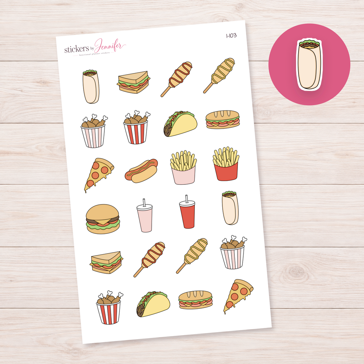 Filled Burrito Planner Stickers | I-103