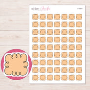 Peach Curly Label Planner Stickers | I-10301 — 5 × 7 inch sheet and enlarged sticker detail