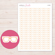 Peach Eyeglasses Planner Stickers | I-10320 — 5 × 7 inch sheet and enlarged sticker detail