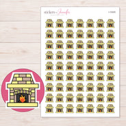 Yellow Brick Fireplace Planner Stickers | I-10325 — 5 × 7 inch sheet and enlarged sticker detail