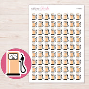 Peach Gas Pump Planner Stickers | I-10335 — 5 × 7 inch sheet and enlarged sticker detail