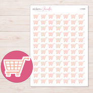 Peach Grocery Cart Planner Stickers | I-10340 — 5 × 7 inch sheet and enlarged sticker detail