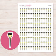 Yellow Hair Color Brush Planner Stickers | I-10343 — 5 × 7 inch sheet and enlarged sticker detail