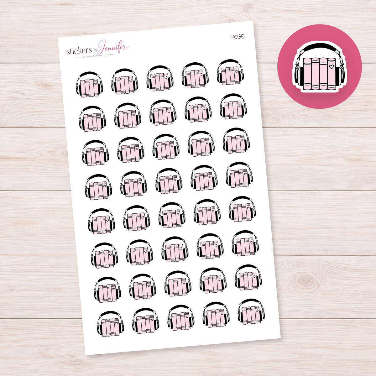 Pale Pink Audiobook Books Planner Stickers | I-1035