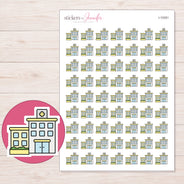 Yellow Hospital Planner Stickers | I-10351 — 5 × 7 inch sheet and enlarged sticker detail