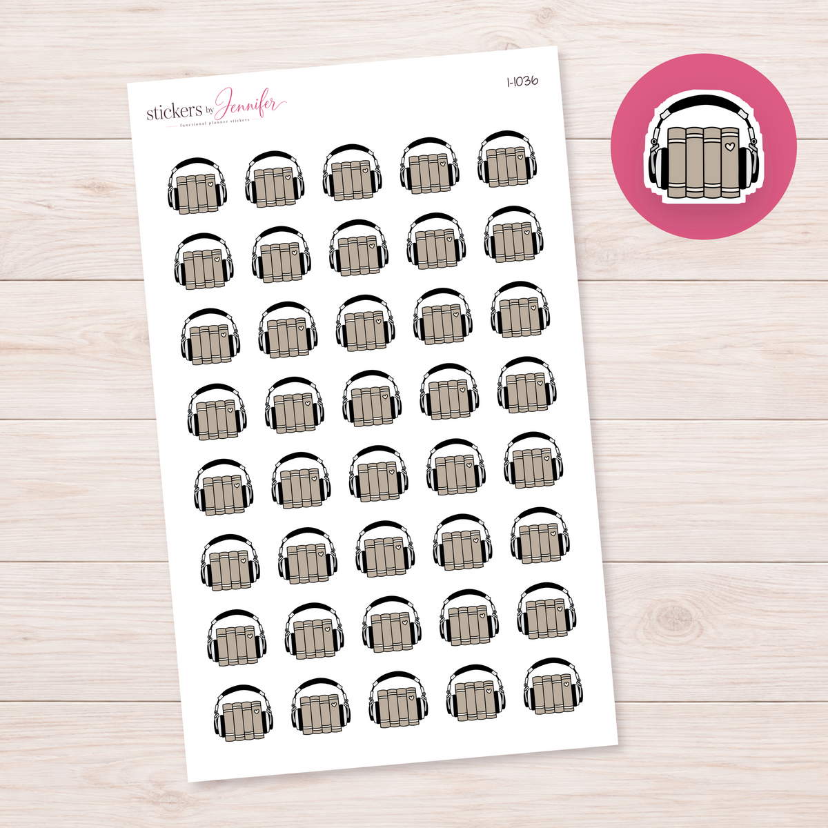 Taupe Audiobook Books Planner Stickers | I-1036