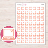Peach Heart Laptop Planner Stickers | I-10363 — 5 × 7 inch sheet and enlarged sticker detail