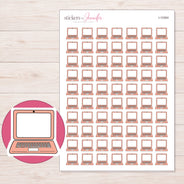 Peach Laptop Planner Stickers | I-10364 — 5 × 7 inch sheet and enlarged sticker detail