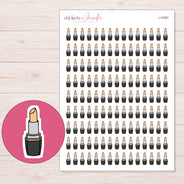 Peach Lipstick Planner Stickers | I-10367 — 5 × 7 inch sheet and enlarged sticker detail