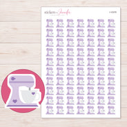 Lavender Stand Mixer Planner Stickers | I-10378 — 5 × 7 inch sheet and enlarged sticker detail
