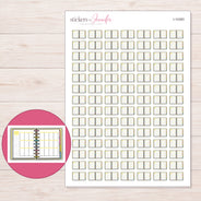 Open Yellow Weekly Planner Stickers | I-10383 — 5 × 7 inch sheet and enlarged sticker detail