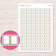 Open Mini Disc Planner Stickers | I-10384 — 5 × 7 inch sheet and enlarged sticker detail