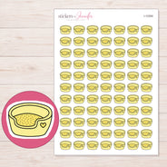 Yellow Pet Bed Planner Stickers | I-10394 — 5 × 7 inch sheet and enlarged sticker detail