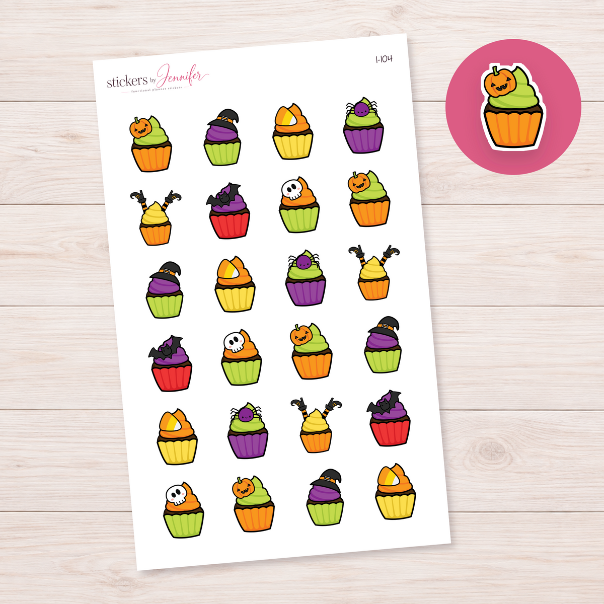 Jack-O-Lantern Cupcake Planner Stickers | I-104