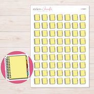 Yellow Spiral Planner Stickers | I-10401 — 5 × 7 inch sheet and enlarged sticker detail