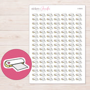 White Craft Cutting Machine Planner Stickers | I-10410 — 5 × 7 inch sheet and enlarged sticker detail