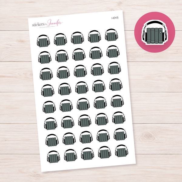 Dark Green Audiobook Icon Planner Stickers | I-1043