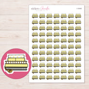 Yellow Planner Stack Planner Stickers | I-10438 — 5 × 7 inch sheet and enlarged sticker detail