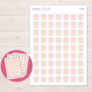 Peach Sticker Sheets Planner Stickers | I-10439 — 5 × 7 inch sheet and enlarged sticker detail