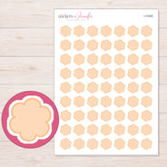 Peach Stitched Flower Planner Stickers | I-10440 — 5 × 7 inch sheet and enlarged sticker detail