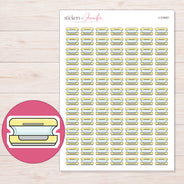 Yellow Tanning Bed Planner Stickers | I-10443 — 5 × 7 inch sheet and enlarged sticker detail